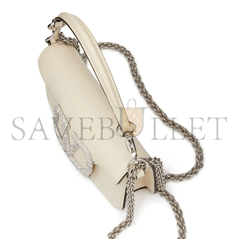 VALENTINO LOCÒ SMALL SHOULDER BAG IN LIGHT IVORY WHITE 1W2B0K53KNT (19*10.5*5cm)